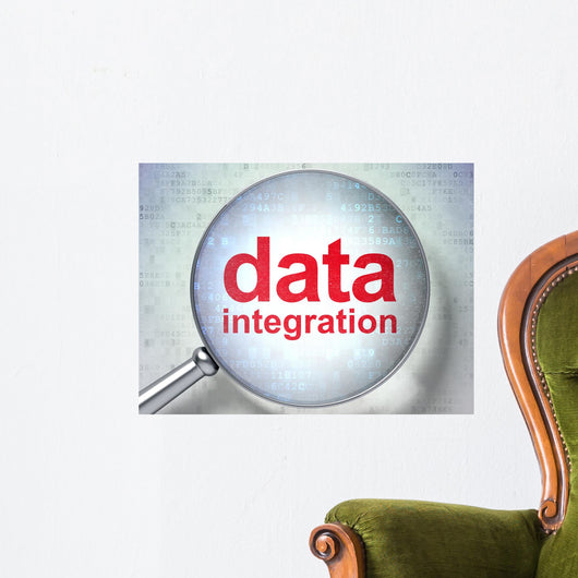 Information concept: optical glass with words Data Integration Wall Mural