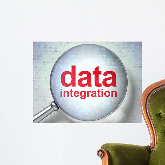 Information concept: optical glass with words Data Integration Wall Mural