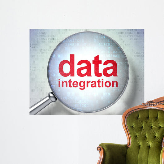 Information concept: optical glass with words Data Integration Wall Mural
