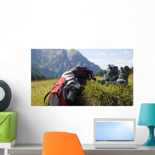 Wandern Rucksack Und Bergschuge Wall Decal