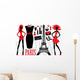 Fashionable Set with Silhouettes Wall Mural