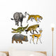 set with wild african animals Wall Decal