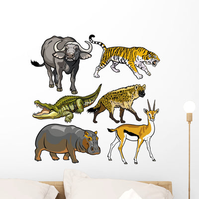 Set with Wild African Wall Stickers shown on a wall