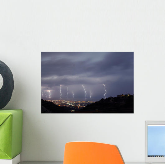 Lightning taken over Paphos 2006 Wall Mural
