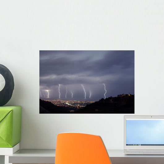 Lightning taken over Paphos 2006 Wall Mural