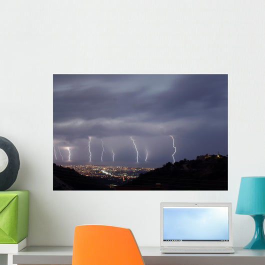 Lightning taken over Paphos 2006 Wall Mural
