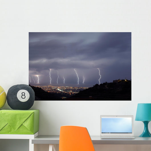 Lightning taken over Paphos 2006 Wall Mural