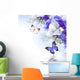 Flowers and Butterfly Blue Wall Mural