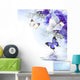 Flowers and Butterfly Blue Wall Mural