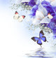Flowers and Butterfly Blue Wall Mural