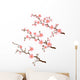 Cherry blossom branch in 3 diferent stages on white Wall Decal