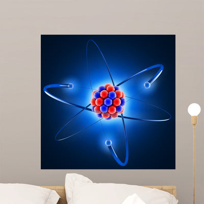 3D Atom Wall Mural shown on a wall
