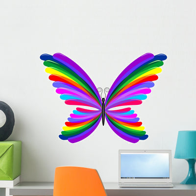 Butterfly Rainbow Abstract Wings Wall Decal shown on a wall