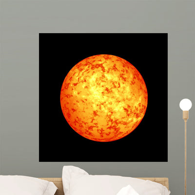 Sun Outer Space Wall Mural shown on a wall