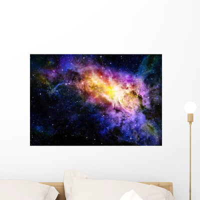 Starry Deep Outer Space Wall Mural shown on a wall