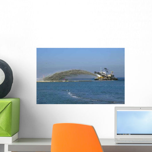 Pipe Pushing Sand onto Wall Decal