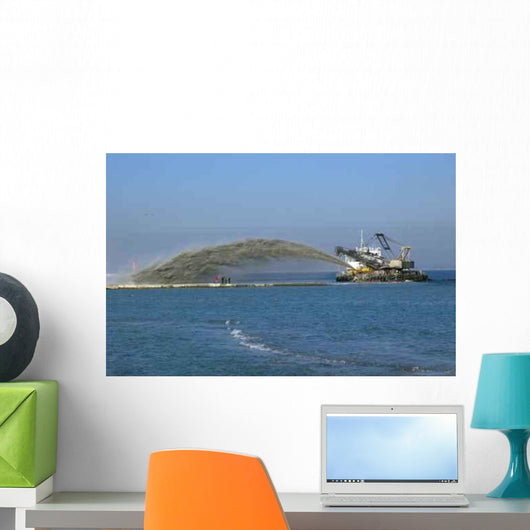 Pipe Pushing Sand onto Wall Decal