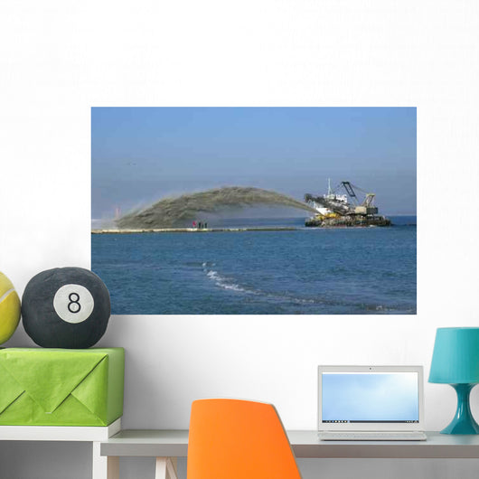 Pipe Pushing Sand onto Wall Decal