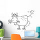 Outlined Dairy Cow With Flower In Mouth Wall Decal