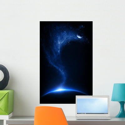 Earth and Moon Interconnected shown on a wall