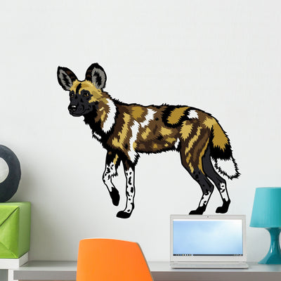 African Wild Dog Wall Decal shown on a wall