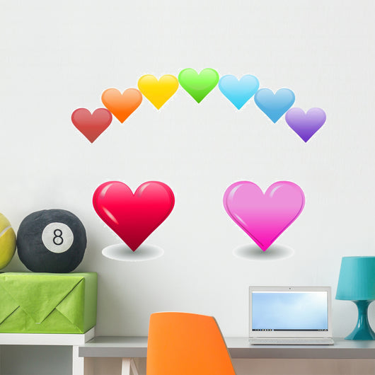 Rainbow Hearts Wall Mural