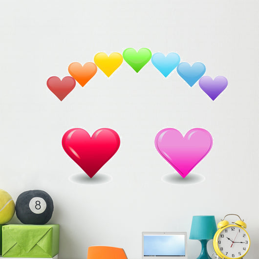 Rainbow Hearts Wall Mural