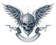 Skull With Wings and Ribbon Wall Decal