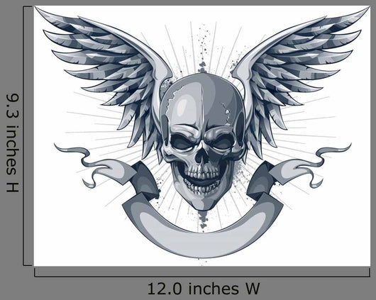 Skull With Wings and Ribbon Wall Decal