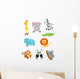 Baby Safari Animals Wall Decal Sticker Set