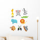 Baby Safari Animals Wall Decal Sticker Set