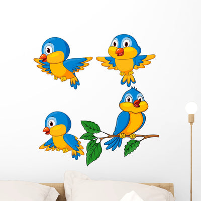 Bird Cartoon Wall Decal shown on a wall