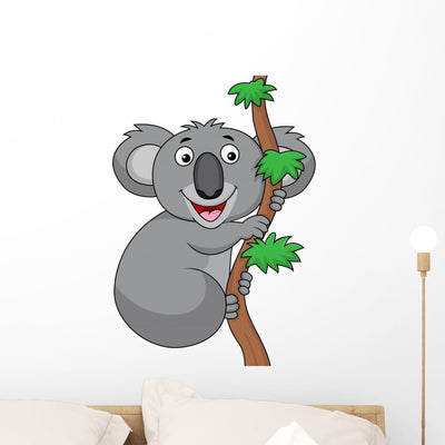 Koala Cartoon Wall Decal shown on a wall