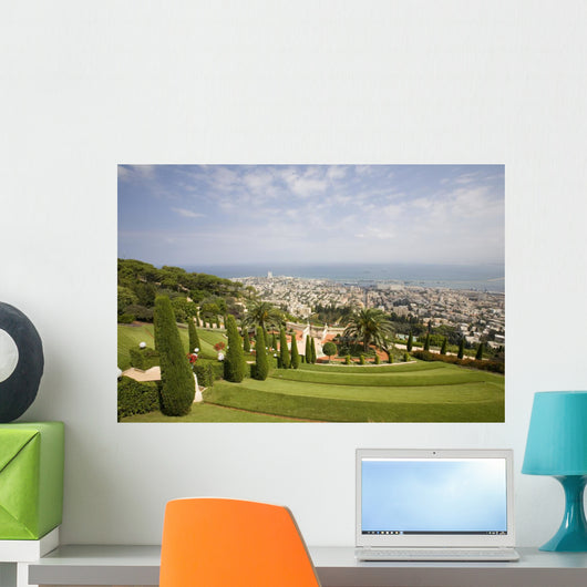 View of Haifa From Bahaii Gardens Wall Mural
