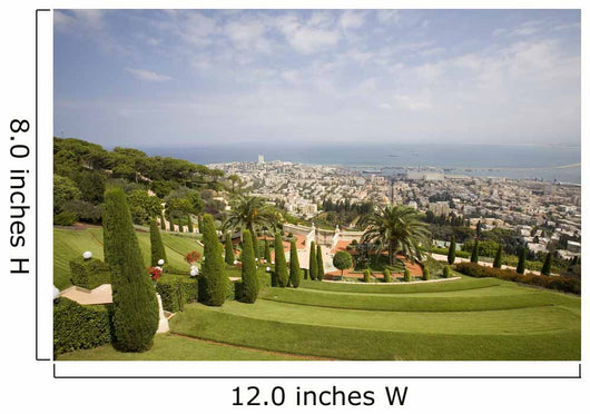 View of Haifa From Bahaii Gardens Wall Mural