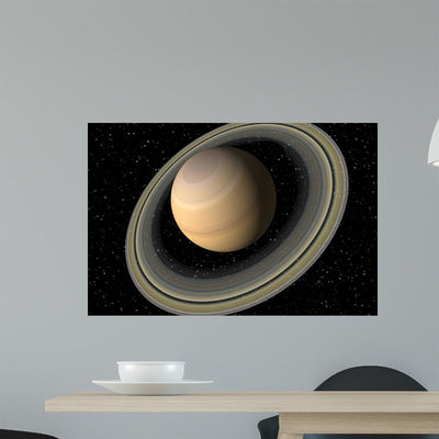 3D Render Saturn Wall Mural shown on a wall