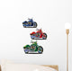 Set Bikes Green Blue Wall Decal Sticker Set