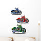 Set Bikes Green Blue Wall Decal Sticker Set