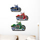 Set Bikes Green Blue Wall Decal Sticker Set