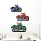 Set Bikes Green Blue Wall Decal Sticker Set