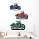 Set Bikes Green Blue Wall Decal Sticker Set