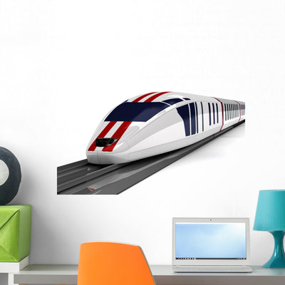 High-speed Train White Wall Decal shown on a wall