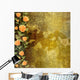 Grunge concrete wall with garland of painting rose Wall Mural