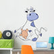 Blue cow. Cartoon Wall Decal
