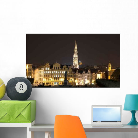 Old Town Brussels Night Wall Decal