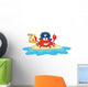 Pirate Crab Holding a Treasure Map on Island Wall Decal