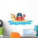Pirate Crab Holding a Treasure Map on Island Wall Decal