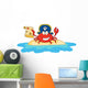 Pirate Crab Holding a Treasure Map on Island Wall Decal