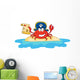 Pirate Crab Holding a Treasure Map on Island Wall Decal
