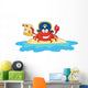 Pirate Crab Holding a Treasure Map on Island Wall Decal